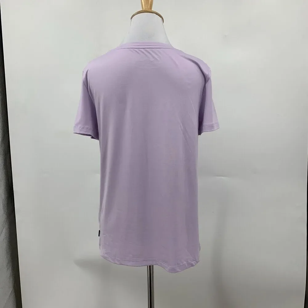 Eddie Bauer Sleepwear V Neck Tee Womens S Small Lavender Short Sleeve Stretch